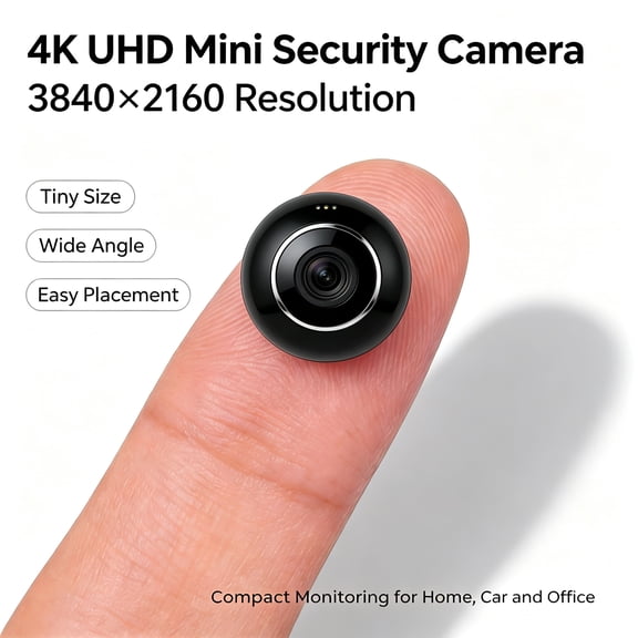 4K UHD Mini WiFi Security Camera, Small Wireless Surveillance Cam with Night Vision, Motion Detection, Remote Phone View for Home Car Office Monitoring