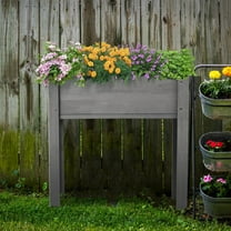 31x31x16 inch Raised Garden Bed with Legs, Outdoor Elevated Garden Bed with Generous Planting Space, Elevated Wooden Planter Box for Outdoor, Plants, Flowers, Fruits, Vegetable and Herb Growing, Grey