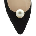 thumbnail image 4 of FSJ Women Classic Studded Pearls High Heel Pumps Pointy Close Toe Slip On Ladies Office Party Dress Pump Slide Shoes Size 7.5 Black Suede, 4 of 4