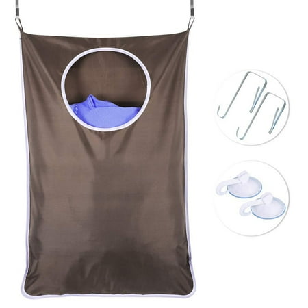 Door 2 Basket - Amertter Laundry Nook, Door-Hanging Laundry Hamper Bag with 2 PCs Door Hooks and 2 PCs Suction Hooks, Space Saving Wall Hanging Laundry Basket Laundry Bag for Door, Wall, Nursery Room, Dorm, Travel
