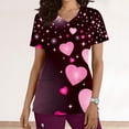 thumbnail image 3 of Valentines Day Gifts for Her Tbopshirt Womens Tops Scrubs for Women Fashion Short Sleeve V-Neck Tops Working Uniform Happy Printing With Pocket Blouse Tops,Valentine's Day, 3 of 5