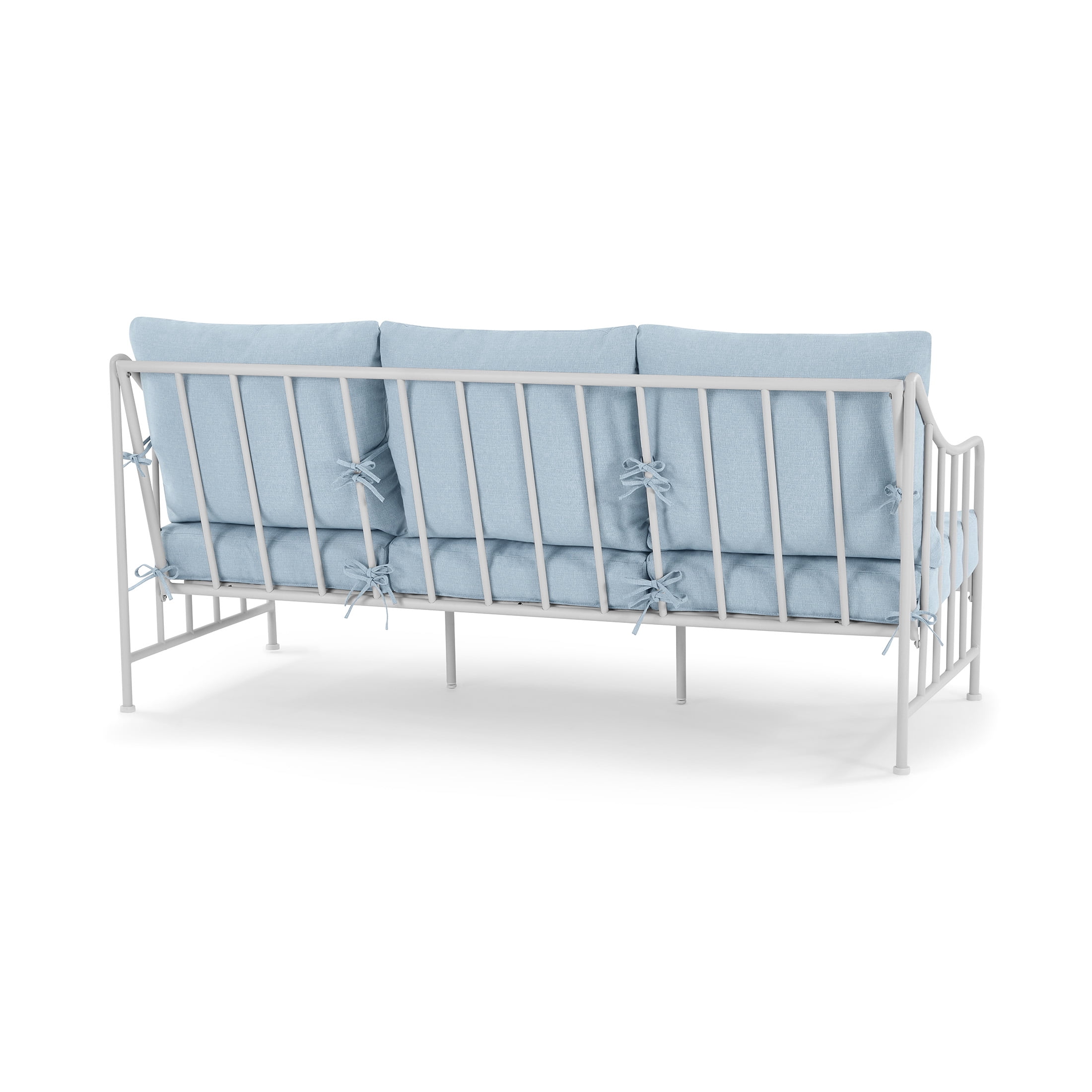 Better Homes & Gardens Aubrey Outdoor Metal Sofa with Blue Cushion