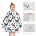 thumbnail image 6 of French Bulldog with Glasses White Blanket Hoodies for Kids 6-13YR Oversize Wearable Blanket Hoodies for Boys Girls Teens, 6 of 7