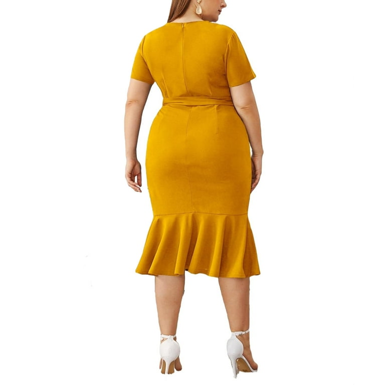 Mustard dress size 16 hotsell