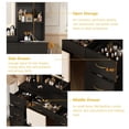 thumbnail image 6 of 47 Inch Large Vanity Desk with Lighted Mirror & Charging Station, LED Makeup Vanity Table Set with 7 Drawers & Hidden Storage Stool & Hair Dryer Holder, 6 of 10