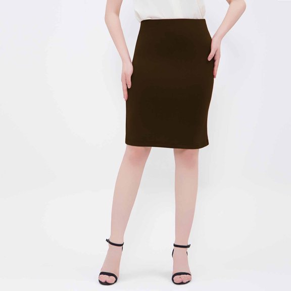 Skirts for Women A-Line High Waist Solid Color Slim Elegant Summer Hip Hugging Skirt for Women 1-Coffee XXL
