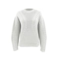 thumbnail image 6 of Itsame Knitted Sweater Women Long Sleeves Sweatershirt Crew Neck Solid Color Simplicity Sweatshirts White Size M, 6 of 9