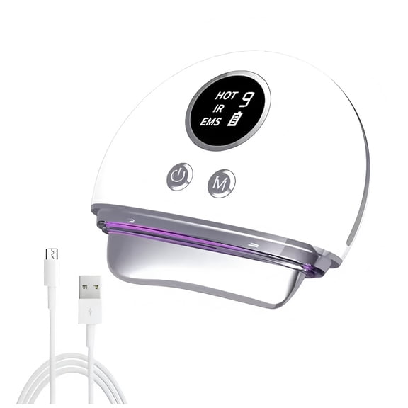 4-in-1 EMS Gua Sha Face Massager, LED Light Facial Lifting Tool with Hot Cold Therapy, Skin Firming and Rejuvenation Device for Home Use