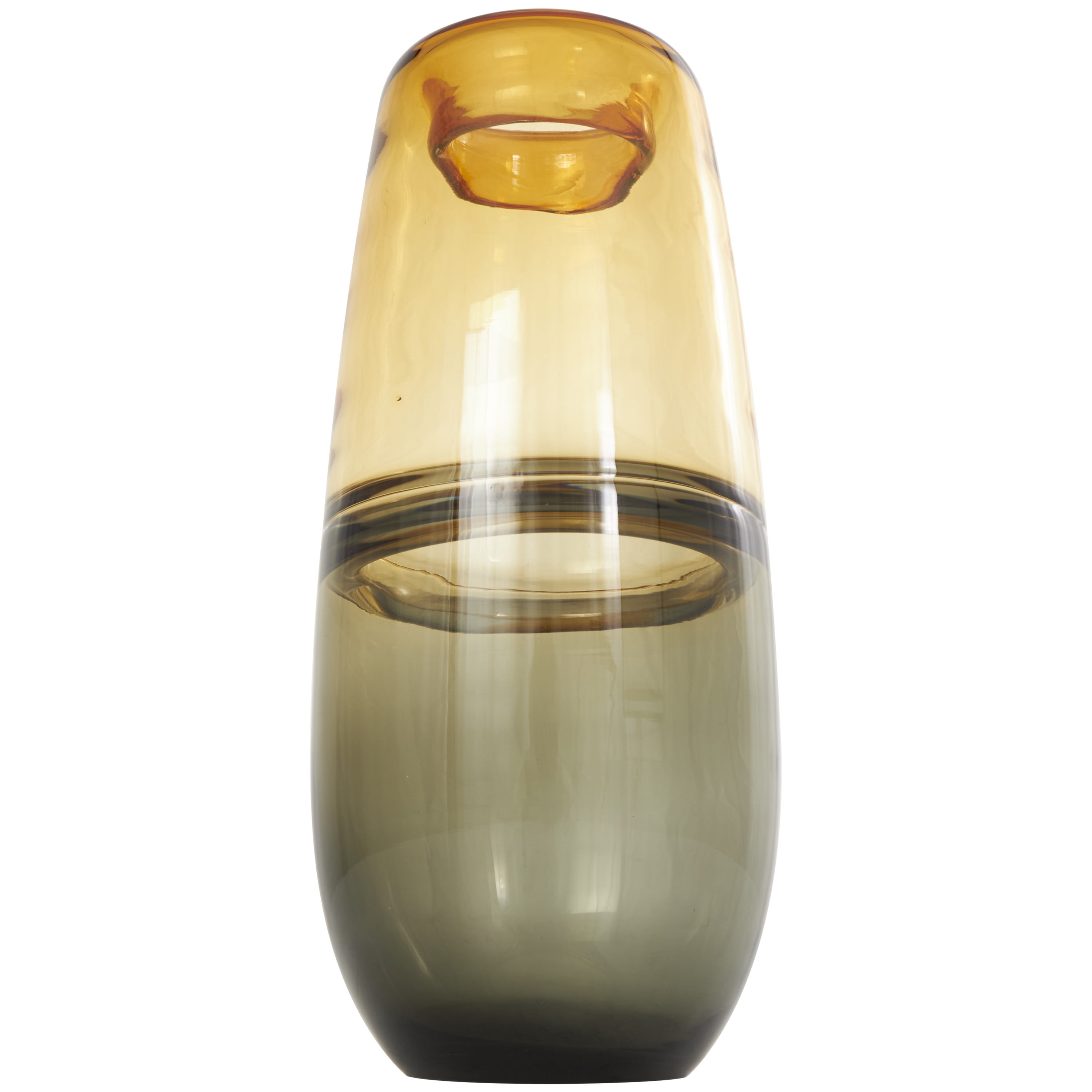 DecMode 14" Handmade Ombre Orange Glass Vase with Gray Base