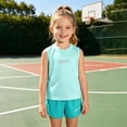 thumbnail image 4 of Girls Athletic Sets Summer Sleeveless Shorts, Toddler Kids Outfit Set 2 Piece Cool Feeling, Green Size 5-6 Years, 4 of 6