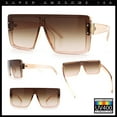 thumbnail image 2 of Rimless Oversized Monoblock Shield Rectangle Mobster Plastic Sunglasses Peach - Brown, 2 of 7