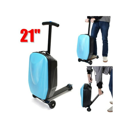 Blue Luxury 21 Inches Suitcase Scooter Travel Carry Luggage Handbag Wheels