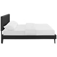 thumbnail image 4 of Modern Contemporary Urban Design Bedroom Queen Size Platform Bed Frame, Faux Vinyl Leather, Black, 4 of 7