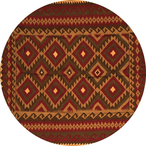 Ahgly Company Indoor Round Southwestern Orange Country Area Rugs, 7' Round