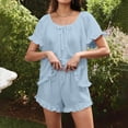 thumbnail image 2 of Womens Pajamas Set 2 Piece Ruffle Soft Short Sleeve Tops and Shorts Sleepwear Set Cute Pajama Sets for Women, 2 of 6