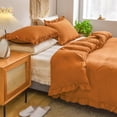 thumbnail image 3 of Move Over Burnt Orange Ruffle Pillow Shams Queen Ruffled Pattern Rust Boho Standard Pillowcases 100% Washed Microfiber, 3 of 6