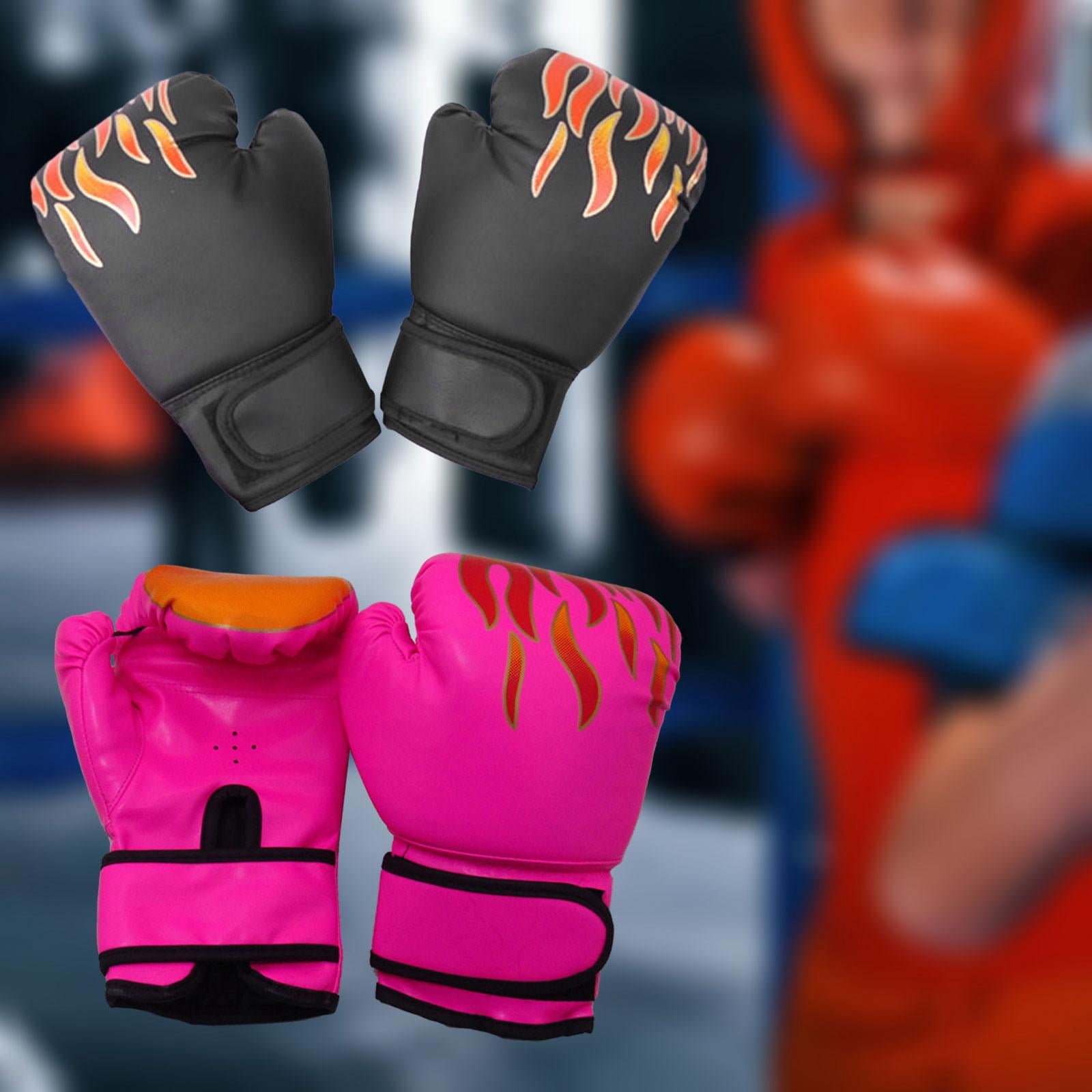 harayaa 2 Pair of Kids Boxing Gloves Punching Gloves Birthday Gift PU Leather Breathable Pink and Black