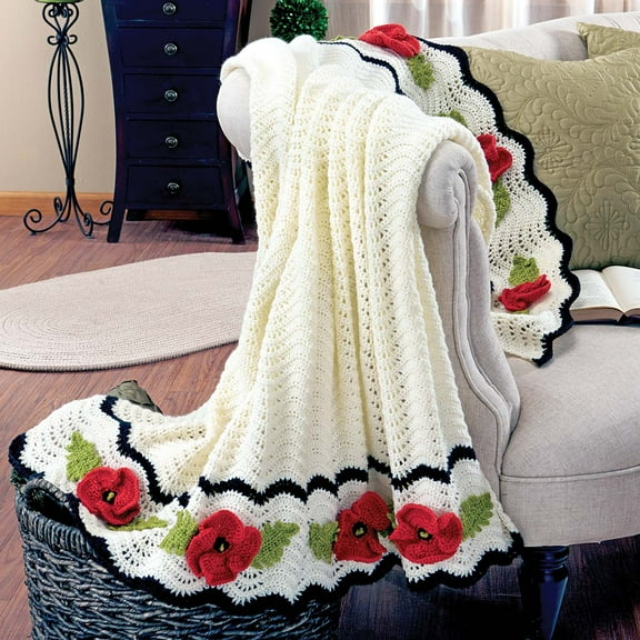 Herrschners® Poppy Ripple Afghan Crochet Kit
