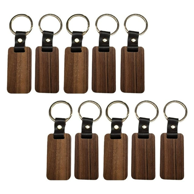 10x Lightweight Key Chain Rectangular Unisex Key Bag Hanging Pendant DIY Engraved Painting Crafts with Key Tags Gifts Accessories