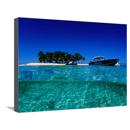 Dive Boats off Island, South Water Caye, Stann Creek, Belize Stretched Canvas Print Wall Art By Mark