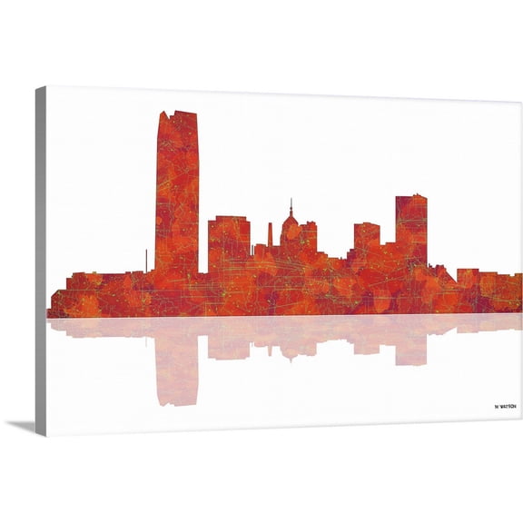 Great BIG Canvas | "Oklahoma City Oklahoma Skyline I" Canvas Wall Art - 36x24
