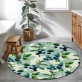 thumbnail image 3 of Round Area Rug 3 Ft, Blueberry Botanical Washable Non-Slip Circle Carpet for Living Room/Bedroom, Green Spring Leaves Branches Low-Profile Small Floor Mats Collection Rugs for Indoor, 3 of 8