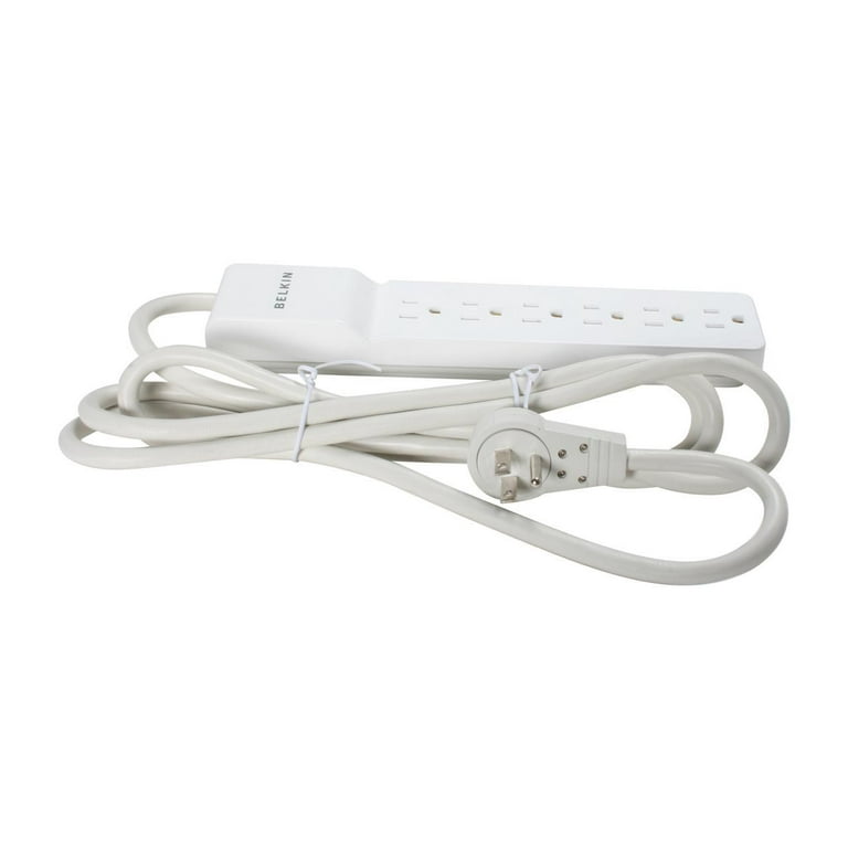 Home/Office Surge Protector with Rotating Plug, 6 AC Outlets, 8 ft Cord, 720 J, White Home/Office Surge Protector with Rotating Plug, 6 AC Outlets, 8 ft Cord, 720 J, White