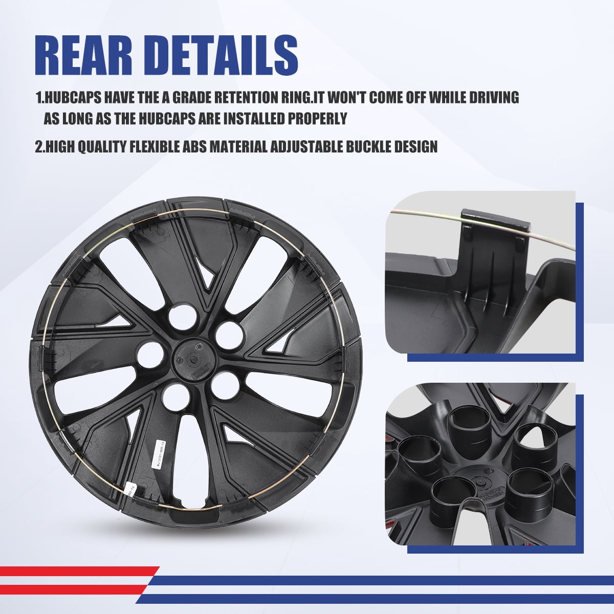 16" Hubcaps for 2019-2025 Nissan Altima,Snap on Design Set of 4 Wheel Rim Covers Compatible with Steel Wheels,ABS+PC Hubcaps,Black Lacquer & Red Lacquer