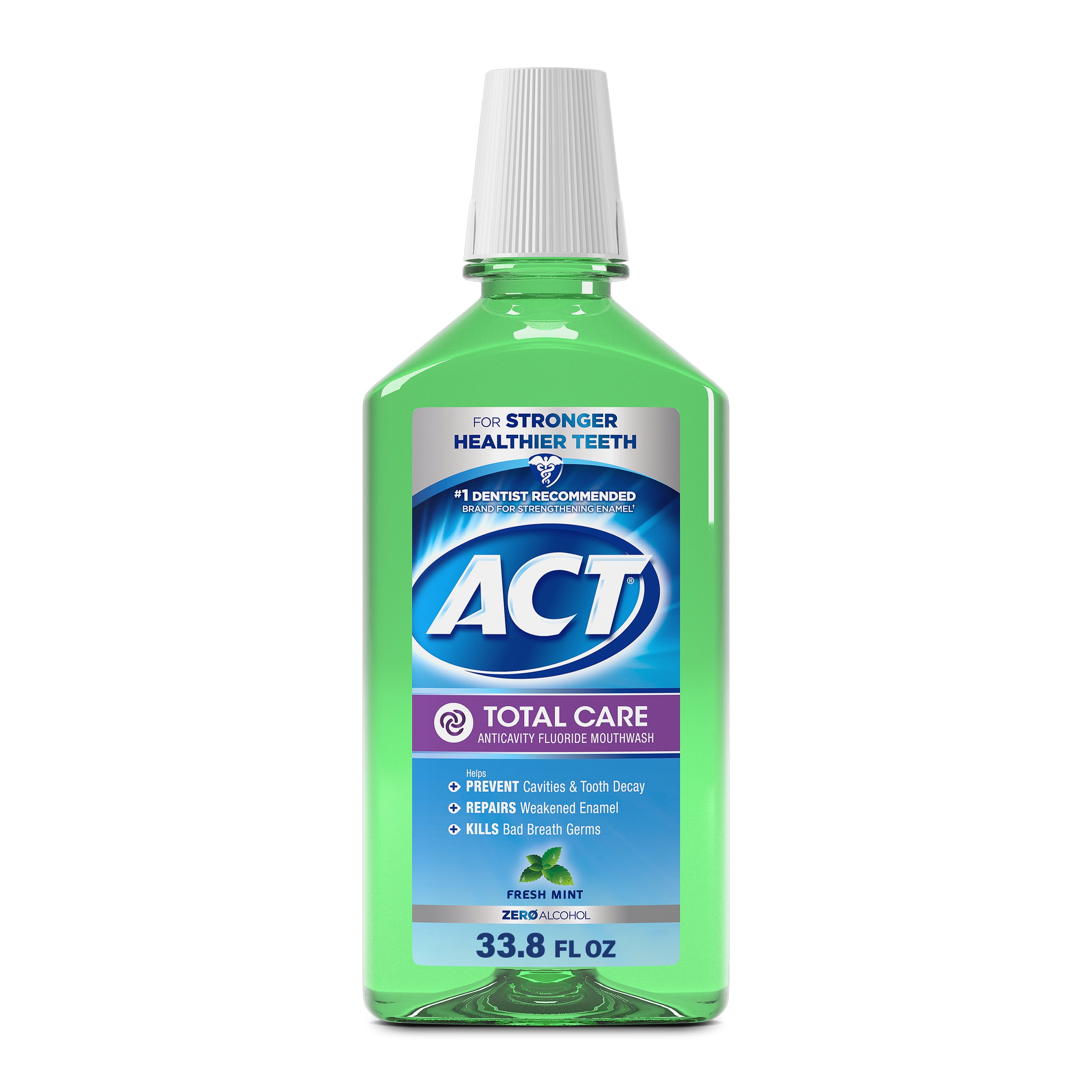 (3 pack) ACT Total Care Anticavity Fluoride Mouthwash, Fresh Mint, 33.8 fl. oz.