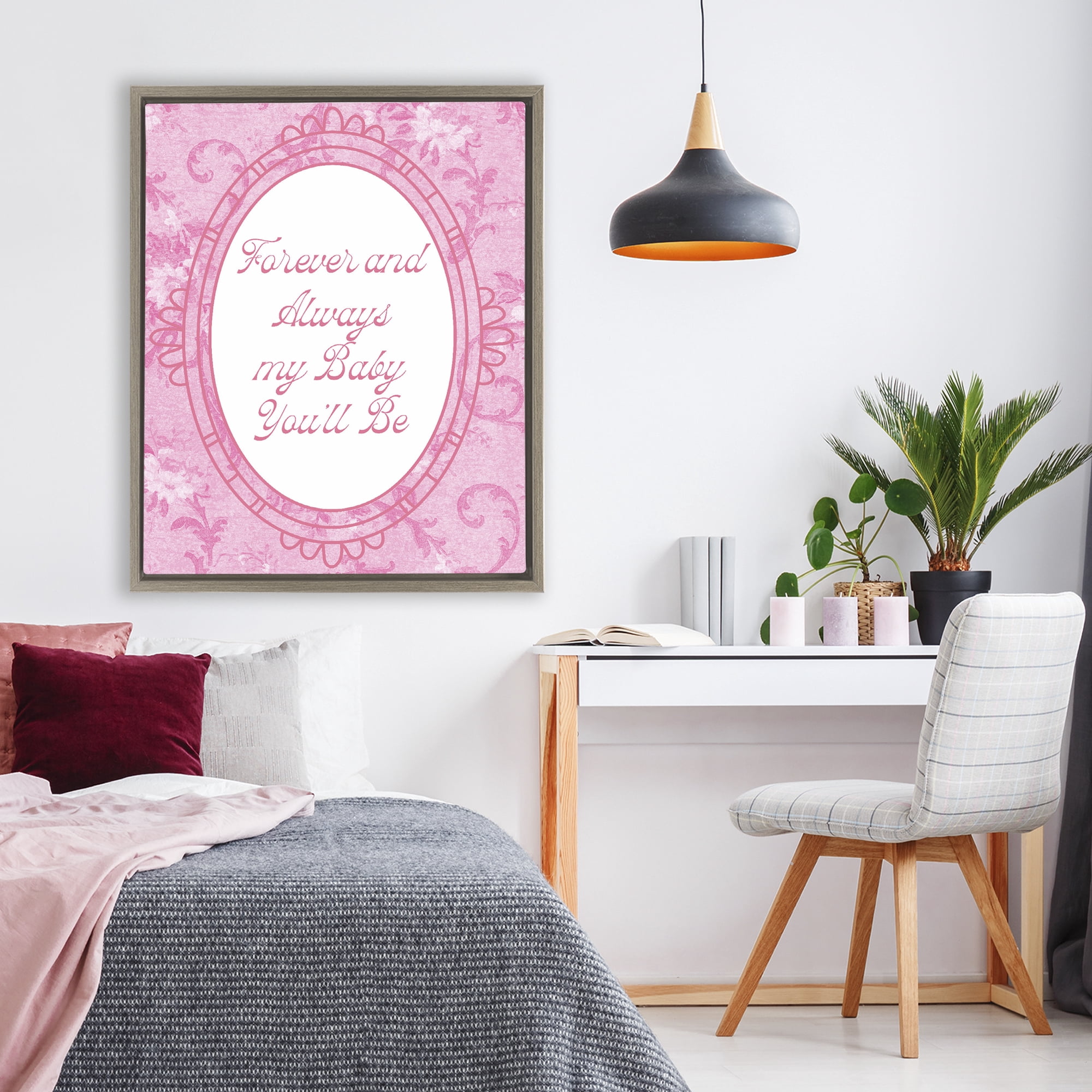 Stupell Industries Forever & Always My Baby Brown Framed Floater Canvas Wall Art, design by Lil' Rue