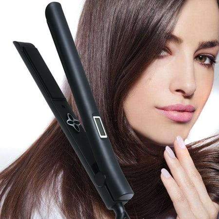 Gymax Ceramic Hair Straightener with LCD Display Straightens & Curly Adjustable