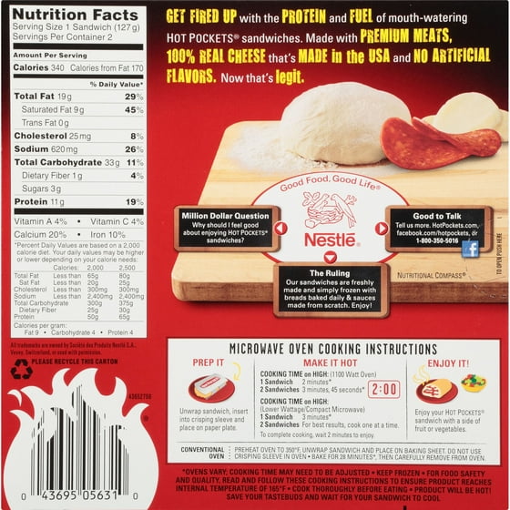Hot Pockets Frozen Sandwiches Pepperoni Pizza 2 Pack