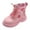 Pink, variant on LYHaoo Children's Winter Leather Lace Up Stylish Color Matching Side Zipper Boots Sizes 10 Black(Little Kid)