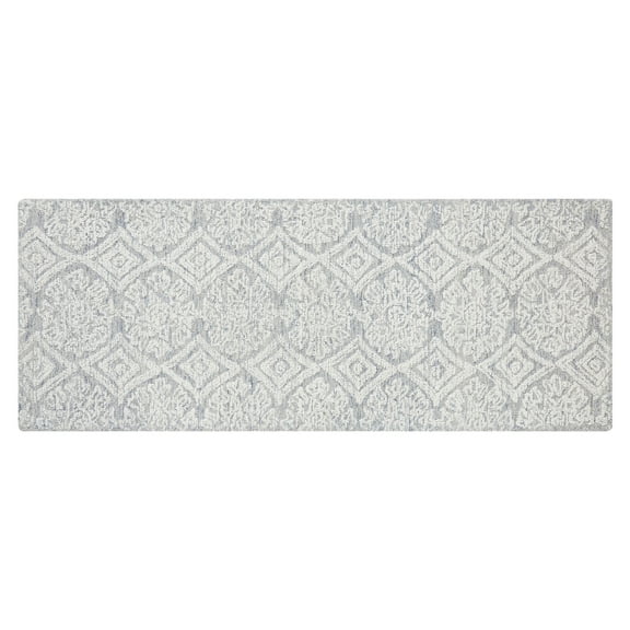 Better Homes & Gardens Suzani Light Grey Medallion Wool Indoor Rug Runner, 2.5' x 7'