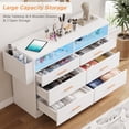 thumbnail image 6 of White Dresser for Bedroom,6 Drawers Dresserwith LED Lights and Charging Station, 47" Wide Bedroom Dresser Chest of Drawers Storage Organizer TV Stand for up to 55" TV for Living Room, 6 of 8