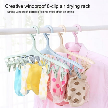 

Yirtree Clothes Drying Racks Small Folding Portable Underwear Hangers Hanging Drying Rack with Clips Small Hanger 8 Clips 360° Rotatable Hook for Drying Towels Bras Baby Clothes Gloves