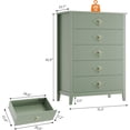 thumbnail image 2 of EastVita Fluted Dresser for Bedroom 42.9 Tall 5-Drawer Living Room Hallway Entryway Green, 2 of 7
