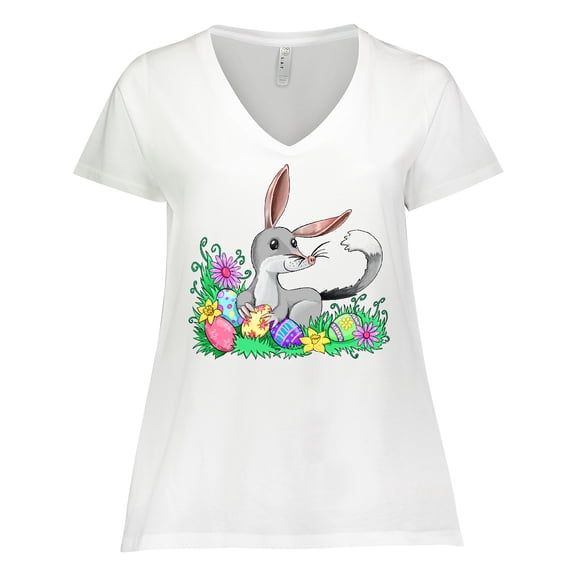 Inktastic Easter Bilby with Eggs and Flowers Women's Plus Size V-Neck T-Shirt