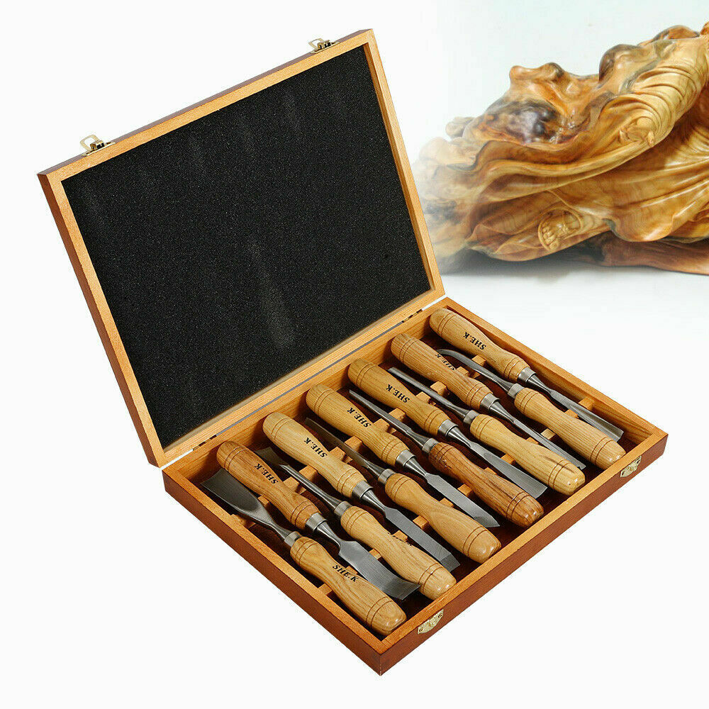 12 Piece Professional Woodcarving Chisel Hand Tool Set New, Wood