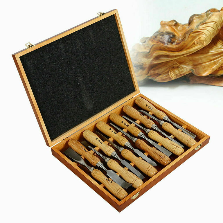 12PCS Wood Carving Hand Chisel Set Woodworking Lathe Gouges Tools