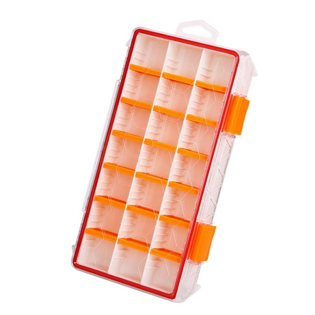 Caja de aparejos de pesca, organizador de joyas portátiles impermeables por el recipiente 21 compartimentos para pesca de hielo de agua salada de agua Naranja