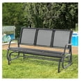 thumbnail image 2 of 3-Person Patio Glider , Outdoor Porch Glider with 3 Seats, Breathable Mesh Fabric, Metal Frame, Black, 2 of 9