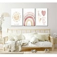 thumbnail image 2 of 3 Pcs Nursery Canvas Wall Art Pink Sun Rainbow Hearts Posters Prints Boho Kids Room Pictures Wall Decor for Toddlers Children Baby Girl Bedroom Home Decoration, 2 of 5