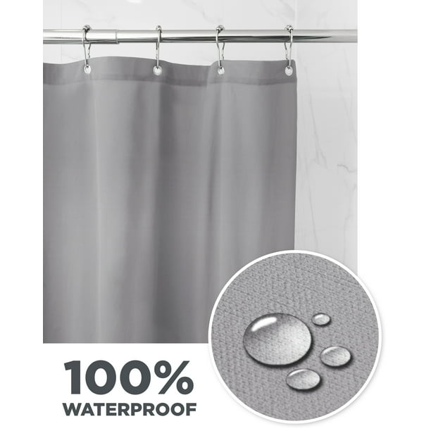 Waterproof Ultimate Shield Gray Fabric Shower Curtain Liner, 70" x 72