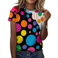 thumbnail image 3 of Colorful Dots Women T-Shirt Classic O Neck T-Shirts Short-Sleeve Trendy Animal Print Design Tshirt Casual Clothing, 3 of 5