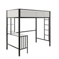 thumbnail image 3 of DreamBuck Twin Size Loft Bed with Desk and Storage Shelves, Metal Twin Loft Bed for Teens Adults with Safety Guardrail and Ladder, Noise Free, White, 3 of 8