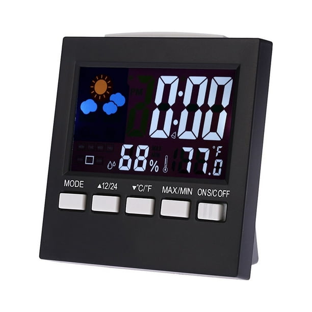 Pisexur - Reloj despertador digital para hombre con pantalla LCD, temperatura, humedad, alarma con función de repetición, recordatorio de gestión electrónica, electrónica para niños, organizador de e