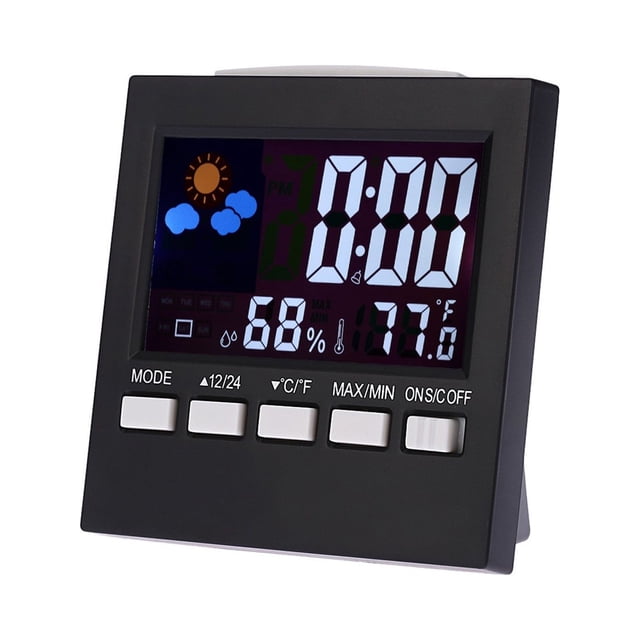 Stations d'Accueil & Réveils Réveil Numérique avec Affichage Météo LCD, Écran Température et Humidité, Alarme Sommeil, Rappel de Gestion Électronique