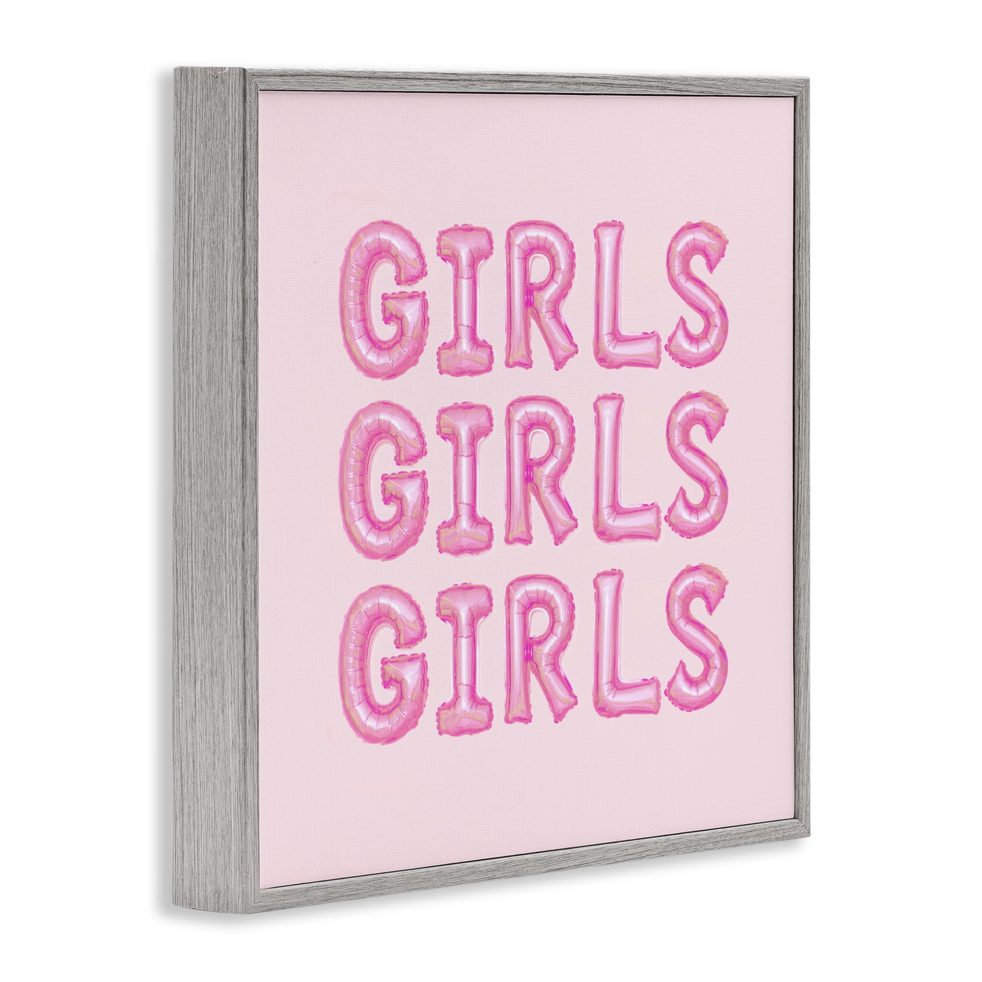 Stupell Industries Girls Letters Party Balloons Gray Framed Giclee Art, design by LISH Creative