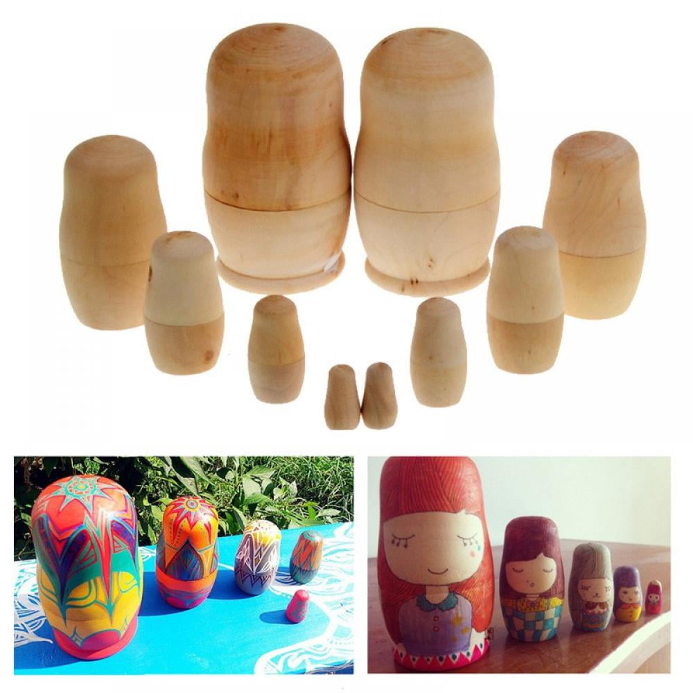 Unpainted Nesting Dolls 5 Matryoshka Nesting Dolls Blank DIY